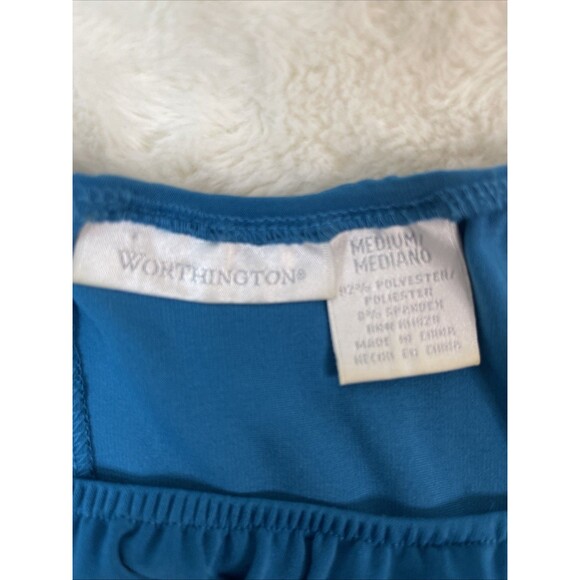 Worthington Women's Peacock Blue Stretch Blouse Size Medium - Picture 5 of 5